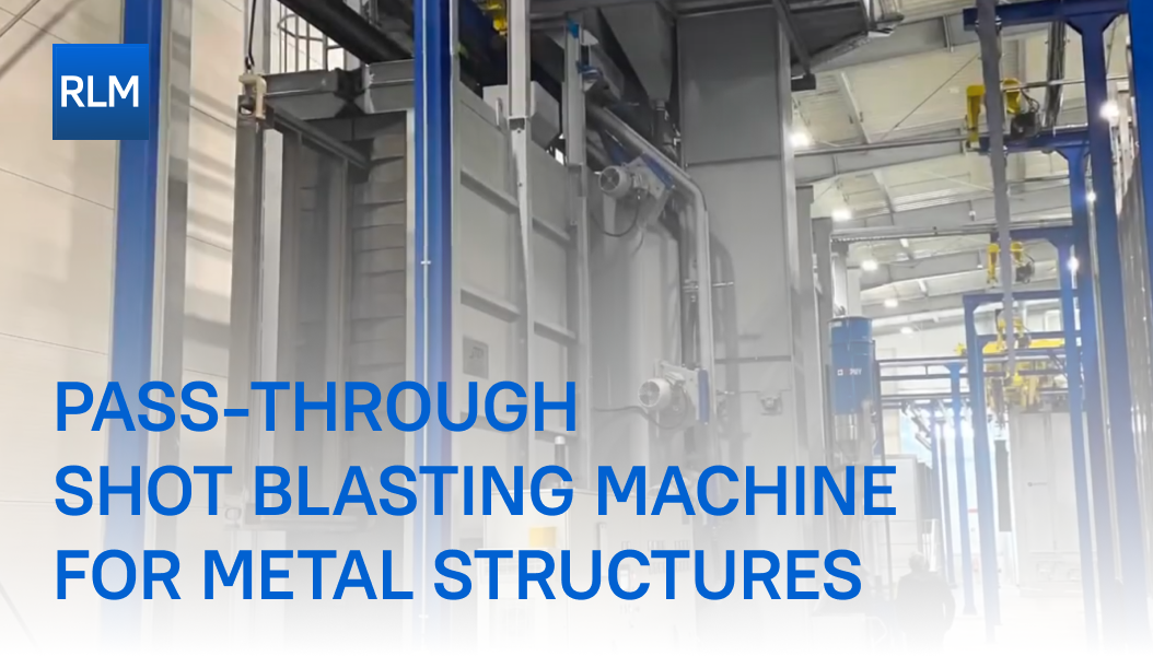 Pass-through shot blasting machine for metal structures