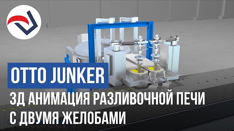 OTTO JUNKER 3D animation casting furnace with two spouts 